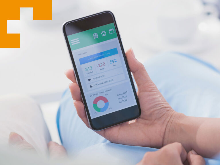 Smartphone mit Gesundheits-App