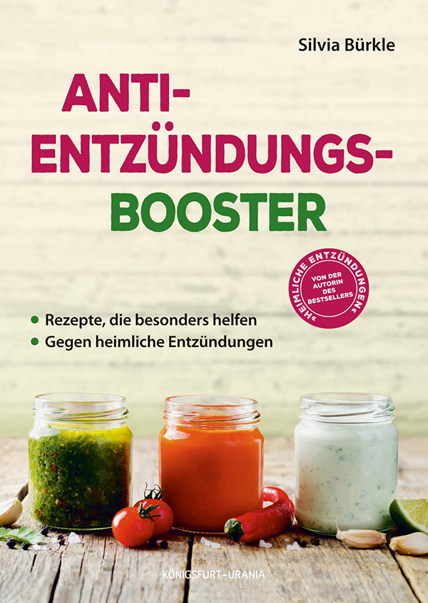 Buchcover: Foto von drei Smoothies in Gläsern vor beigem Hintergrund, burgunderfarbene und grüne Typografie