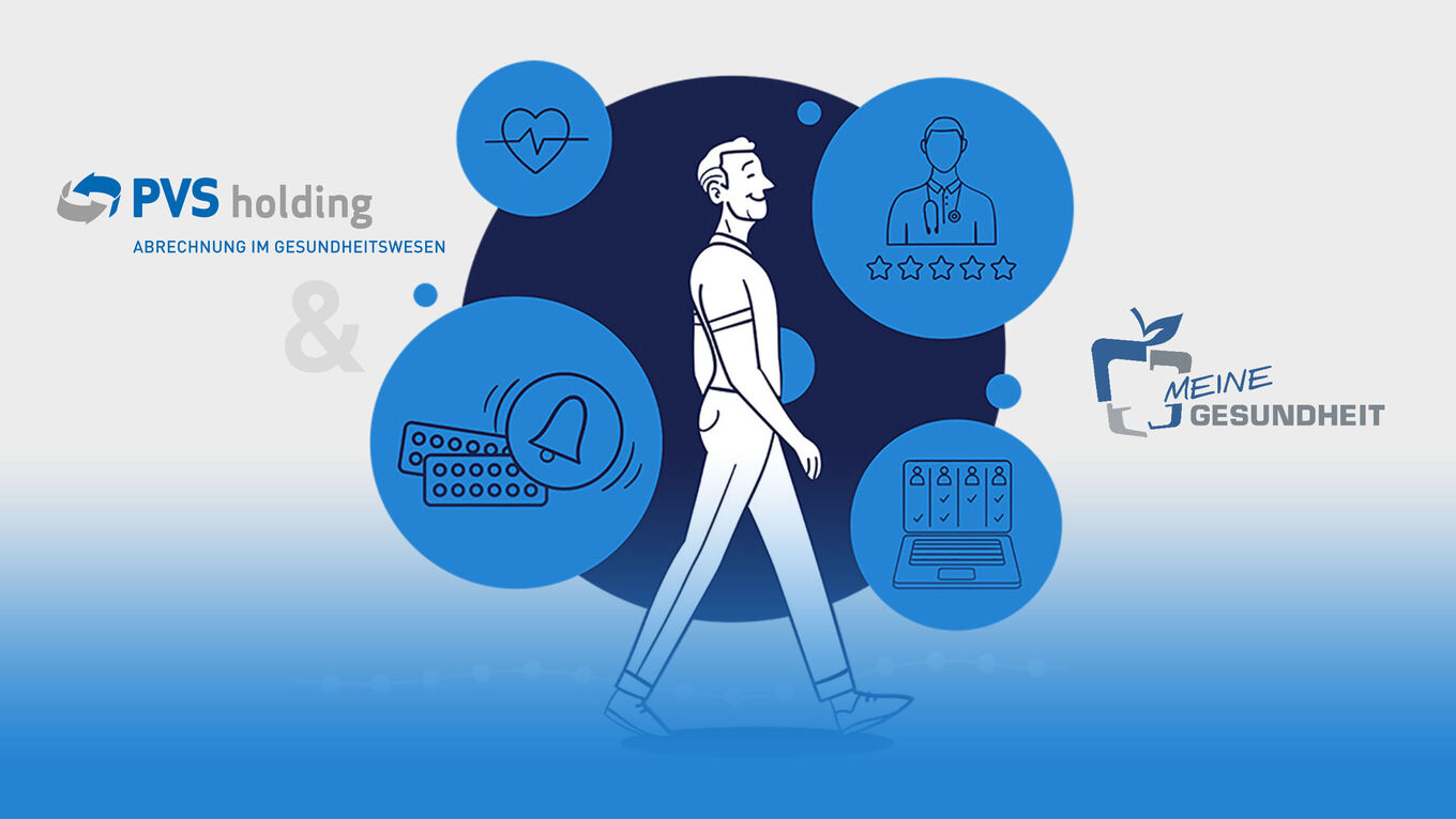 Grafik: Logos PVS holding und Meine Gesundheit