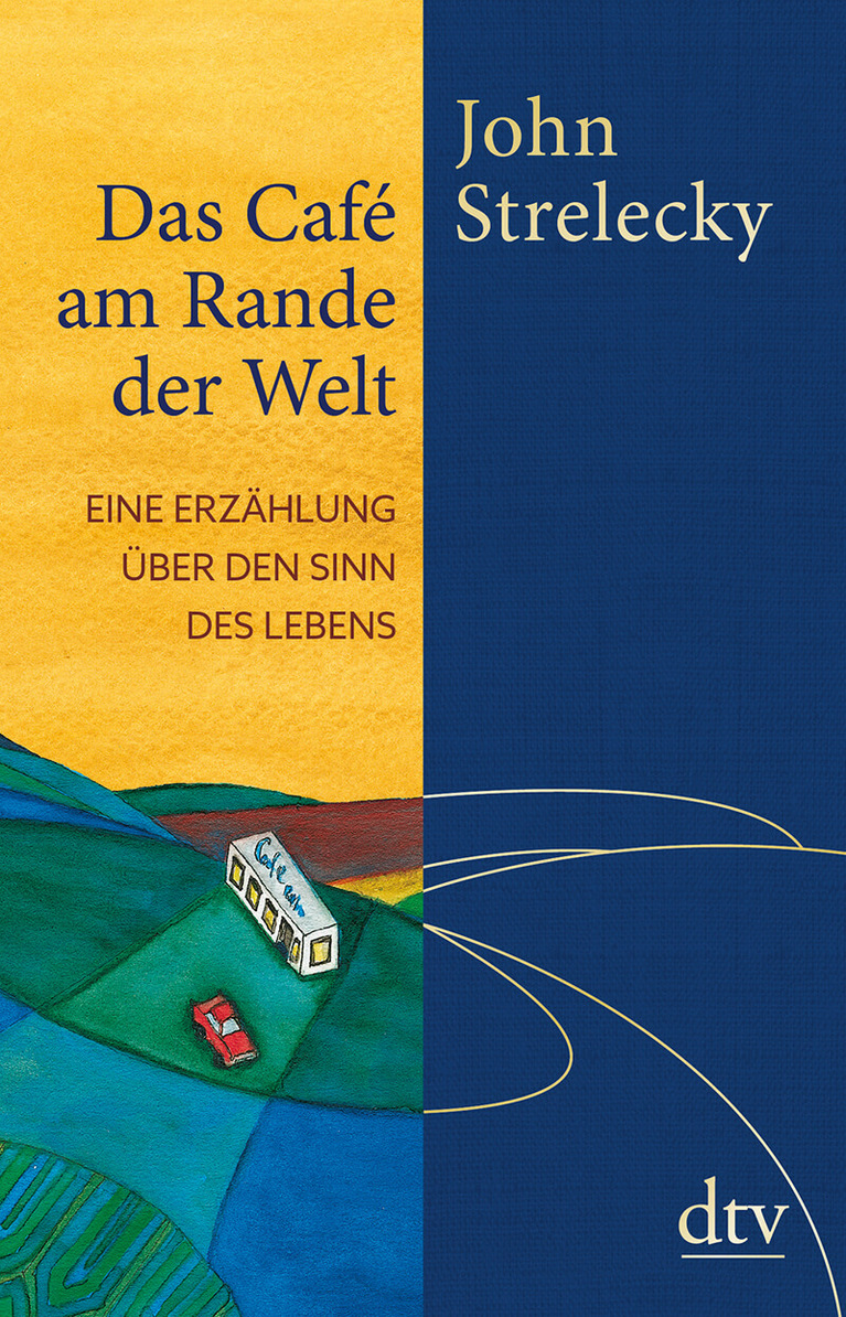 Buchcover mit senkrecht farblich zweigeteilter Hintergrundgrafik (gelb+blau)