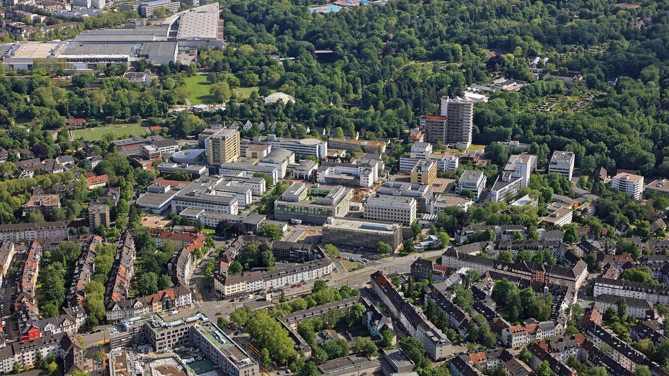 Luftbild des Geländes des Universitätsklinikum Essen